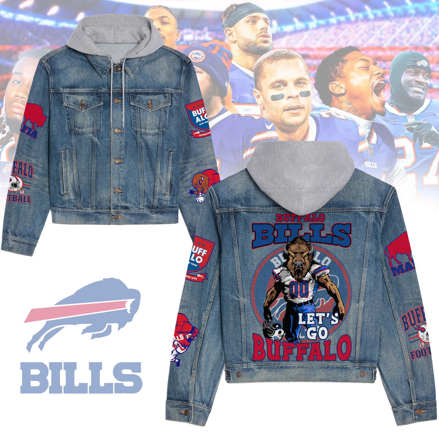 Buffalo Bills Premium Hooded Denim Jacket New Collection AZBTHDJ000176