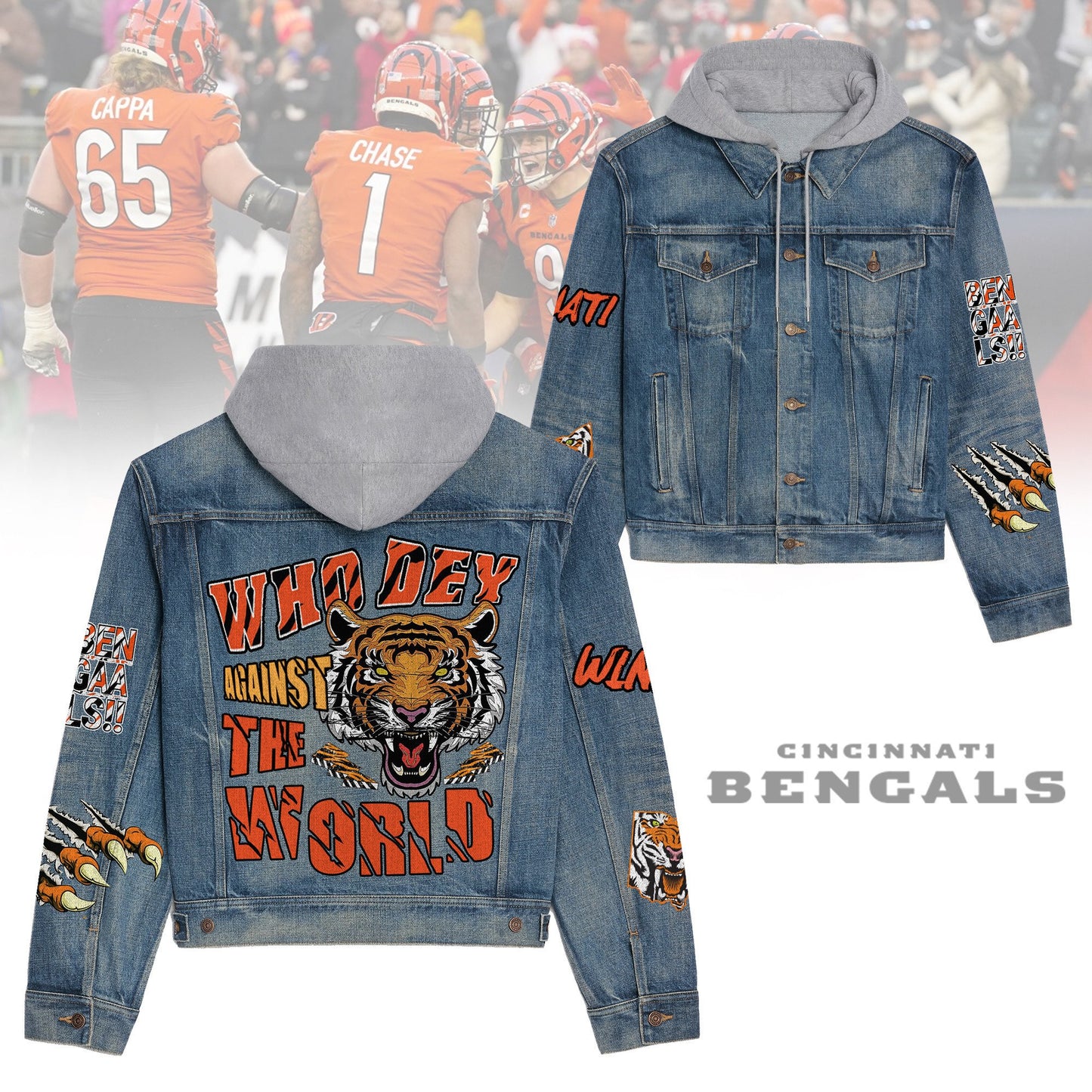 Cincinnati Bengals  Premium Hooded Denim Jacket New Collection AZBTHDJ000178