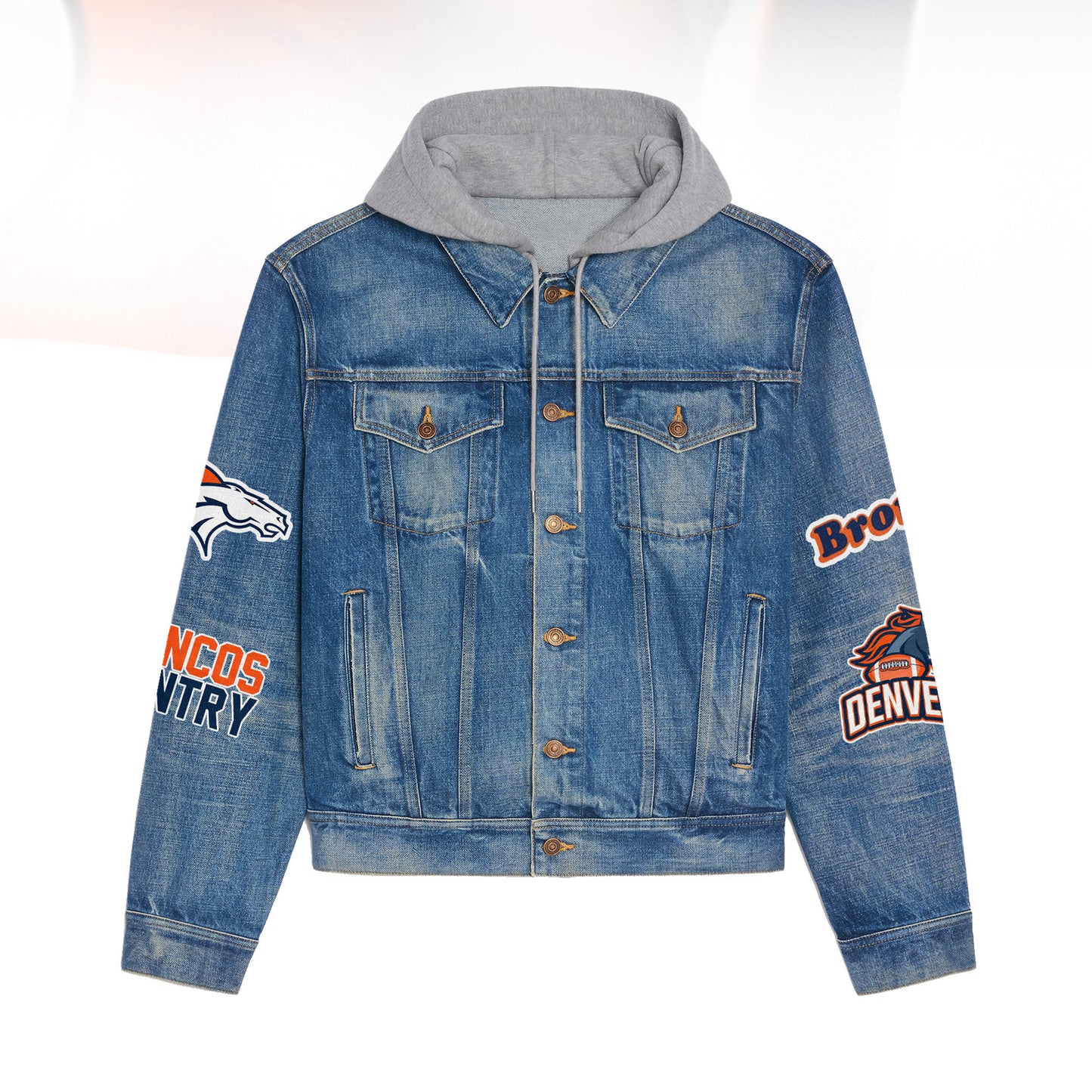 Denver Broncos Premium Hooded Denim Jacket New Collection AZBTHDJ000180