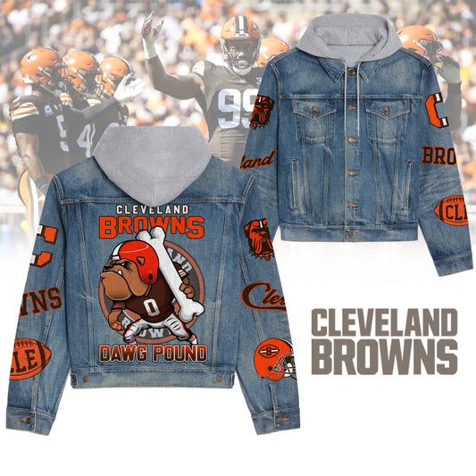 Cleveland Browns  Premium Hooded Denim Jacket New Collection AZBTHDJ000179