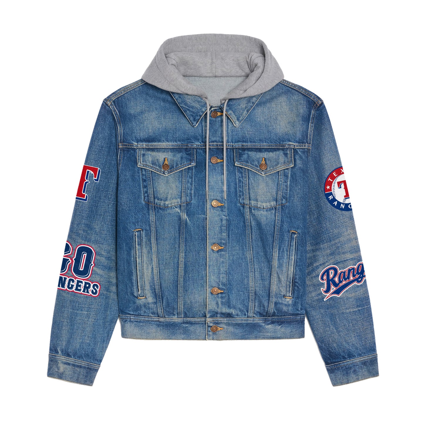 Texas RangersPremium Hooded Denim Jacket New Collection AZBTHDJ000550