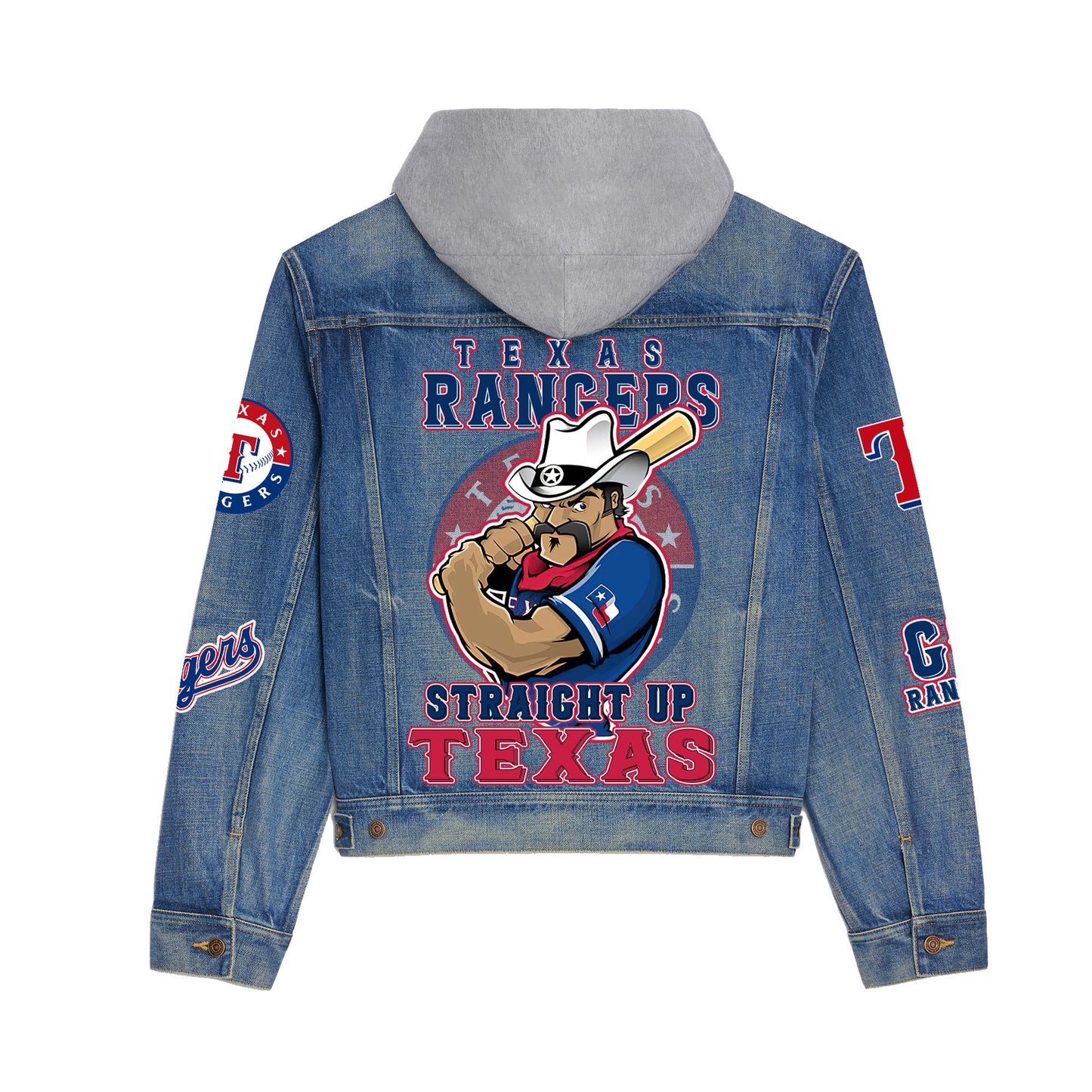 Texas RangersPremium Hooded Denim Jacket New Collection AZBTHDJ000550