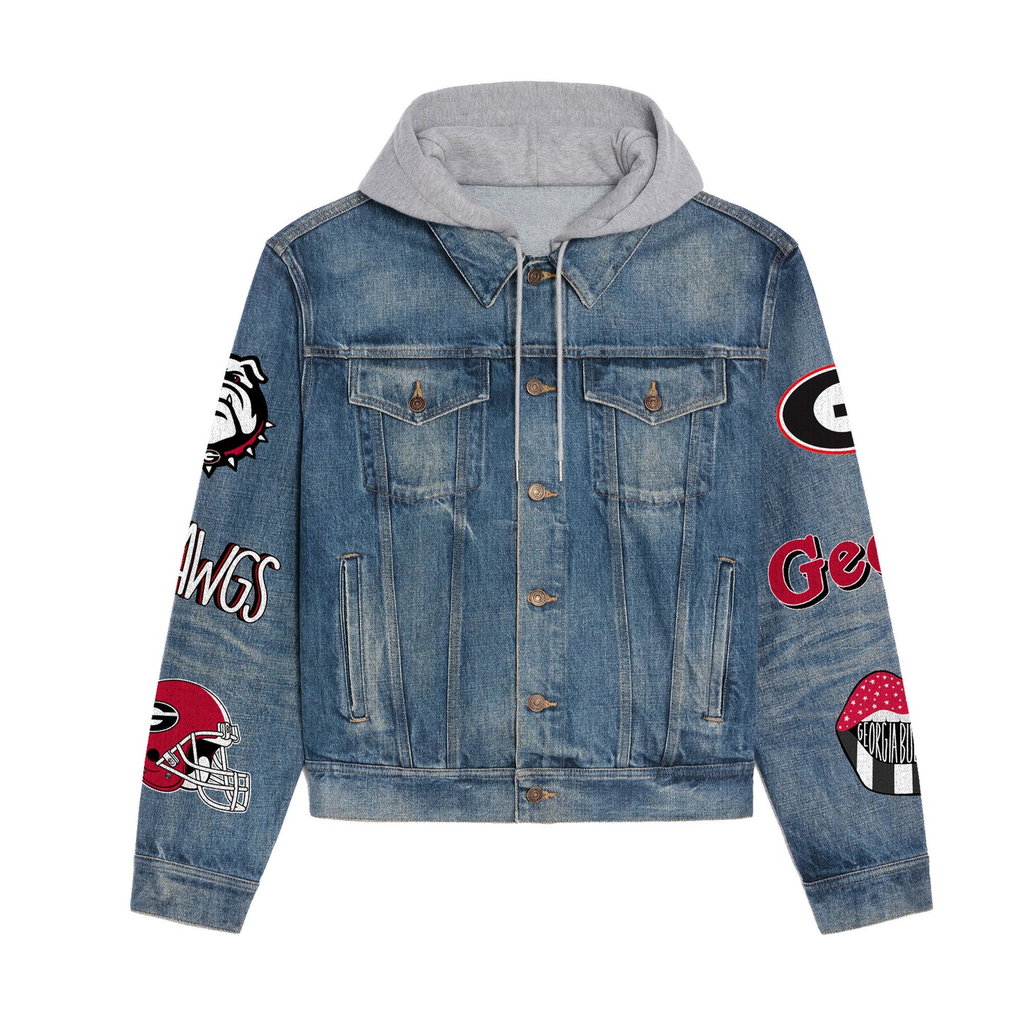 Georgia Bulldogs Premium Hooded Denim Jacket New Collection AZBTHDJ000406