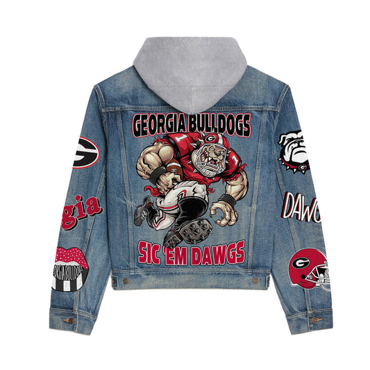 Georgia Bulldogs Premium Hooded Denim Jacket New Collection AZBTHDJ000406