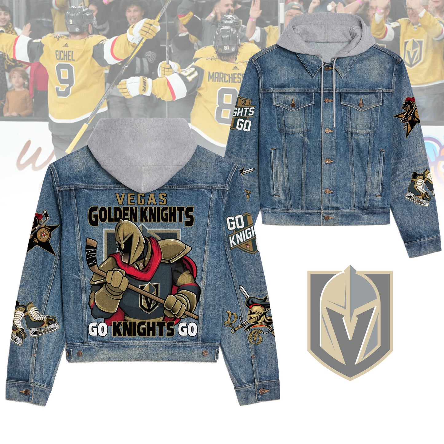 Vegas Golden Knights Premium Hooded Denim Jacket New CollectionAZBTHDJ000264