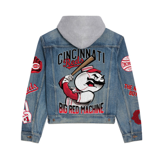 Cincinnati Reds Premium Hooded Denim Jacket New Collection AZBTHDJ000551