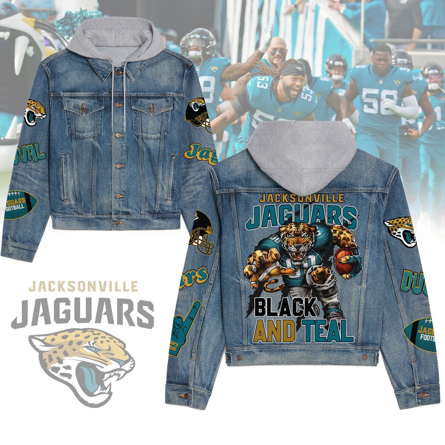 Jacksonville Jaguars  Premium Hooded Denim Jacket New Collection AZBTHDJ000181