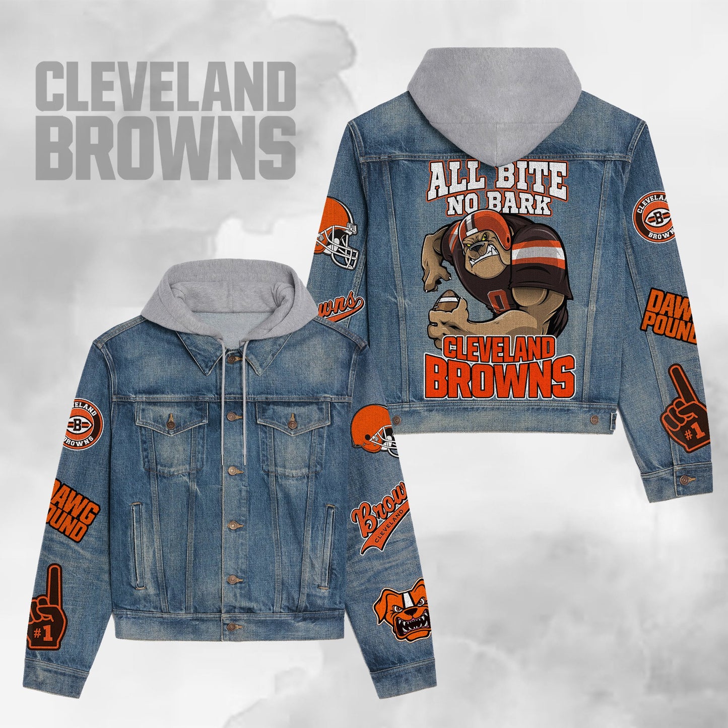 Cleveland Browns   Premium Hooded Denim Jacket New Collection AZBTHDJ000183