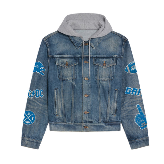 Detroit Lions  Premium Hooded Denim Jacket New Collection AZBTHDJ000184
