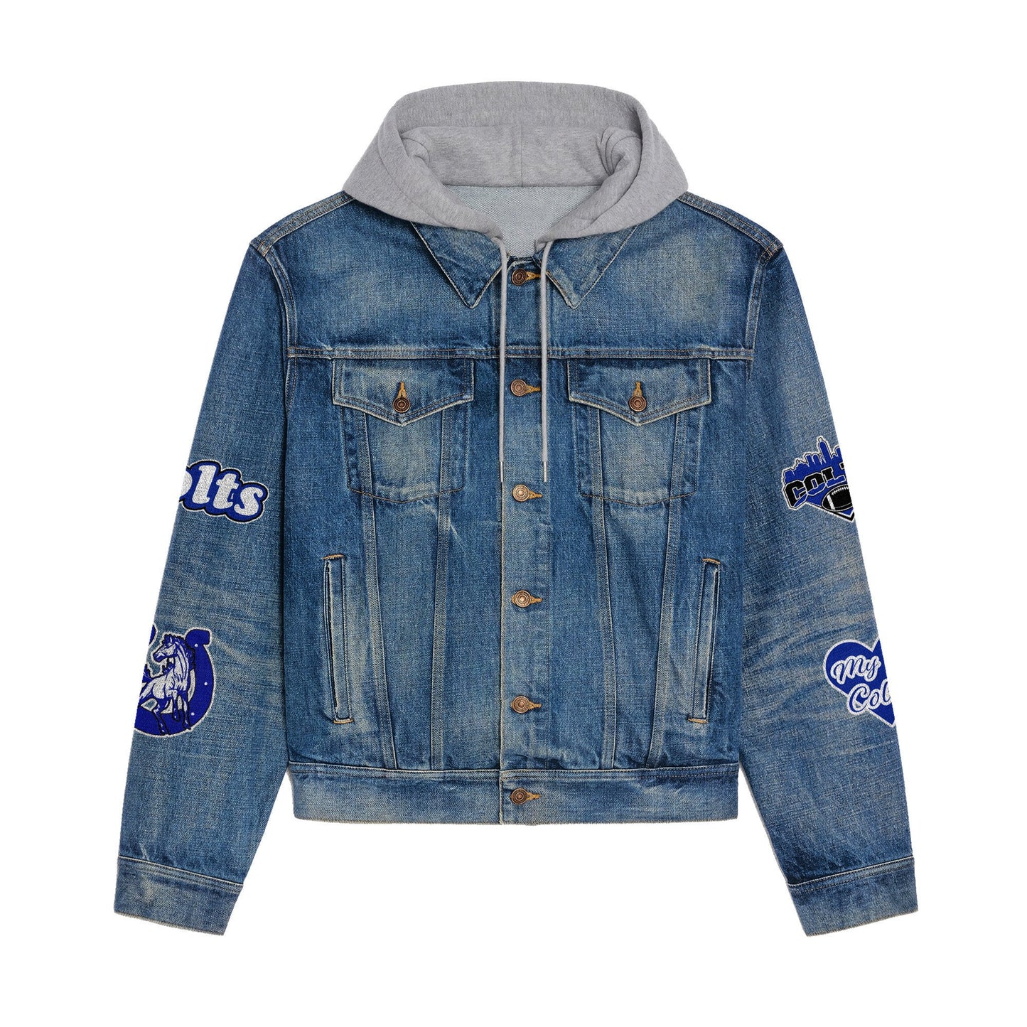 Indianapolis Colts Premium Hooded Denim Jacket New Collection AZBTHDJ000185