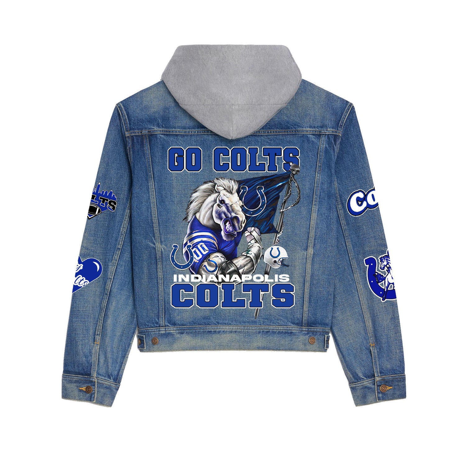 Indianapolis Colts Premium Hooded Denim Jacket New Collection AZBTHDJ000185