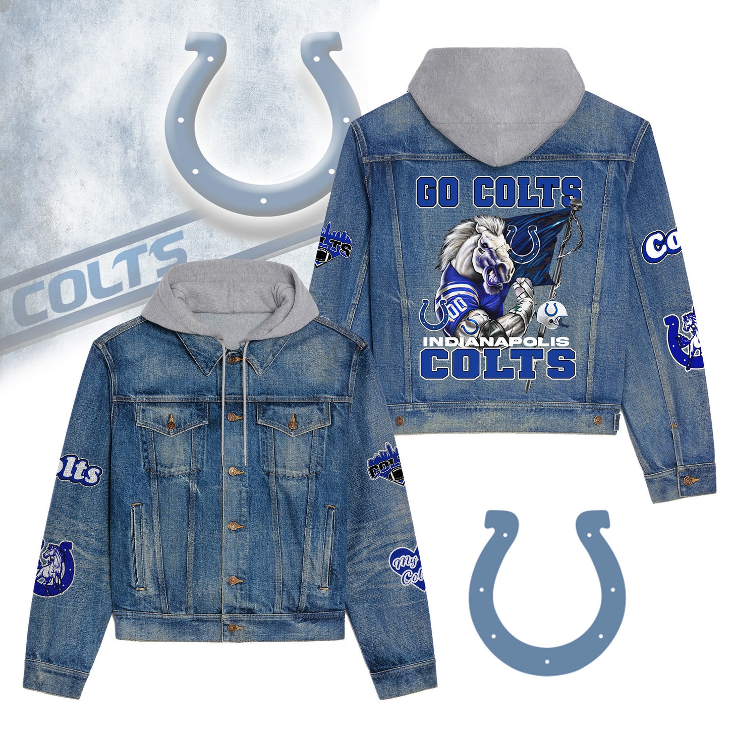 Indianapolis Colts Premium Hooded Denim Jacket New Collection AZBTHDJ000185