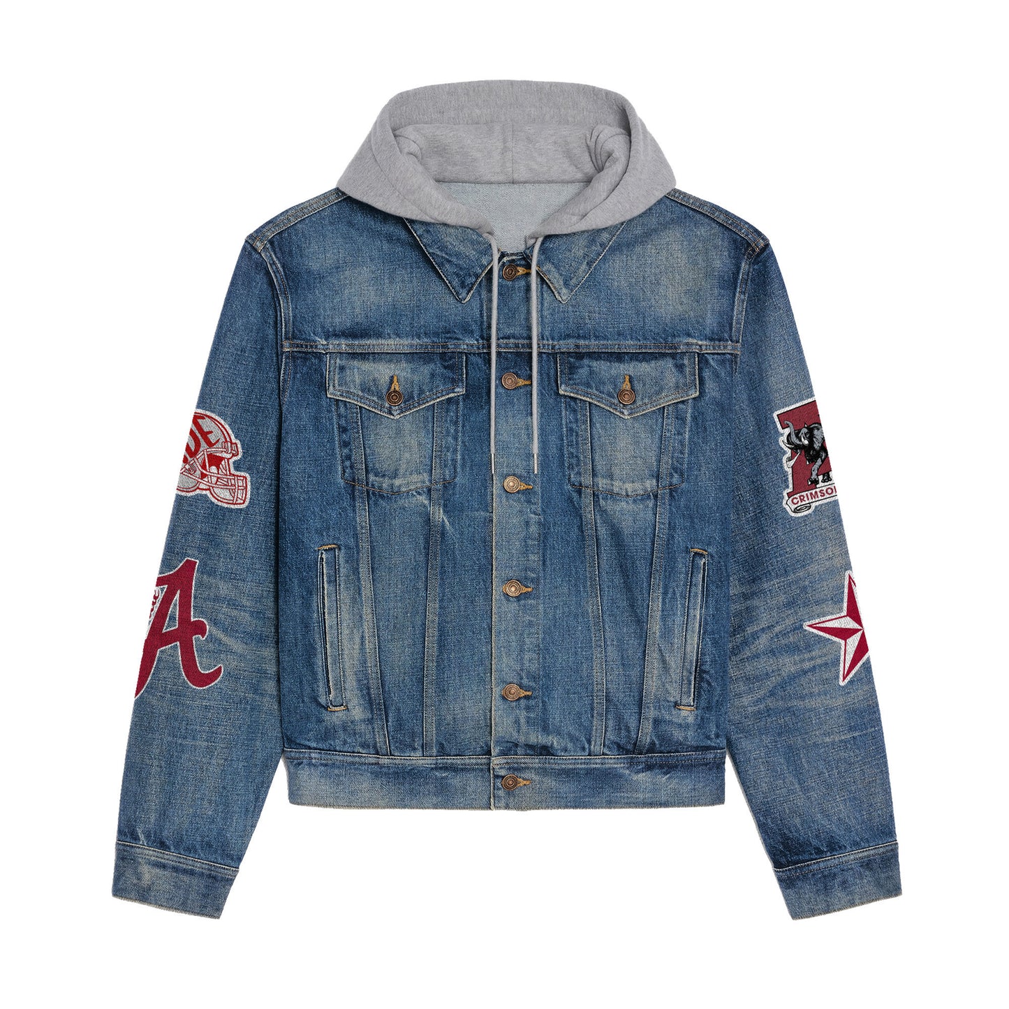 Abama Crimson Tide  Premium Hooded Denim Jacket New Collection AZBTHDJ000409