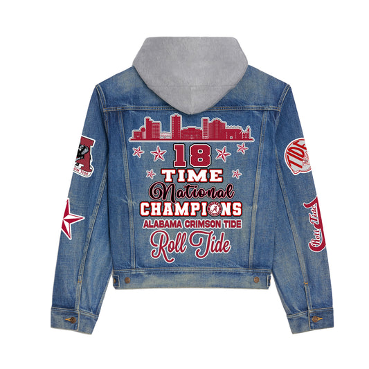 Abama Crimson Tide  Premium Hooded Denim Jacket New Collection AZBTHDJ000409