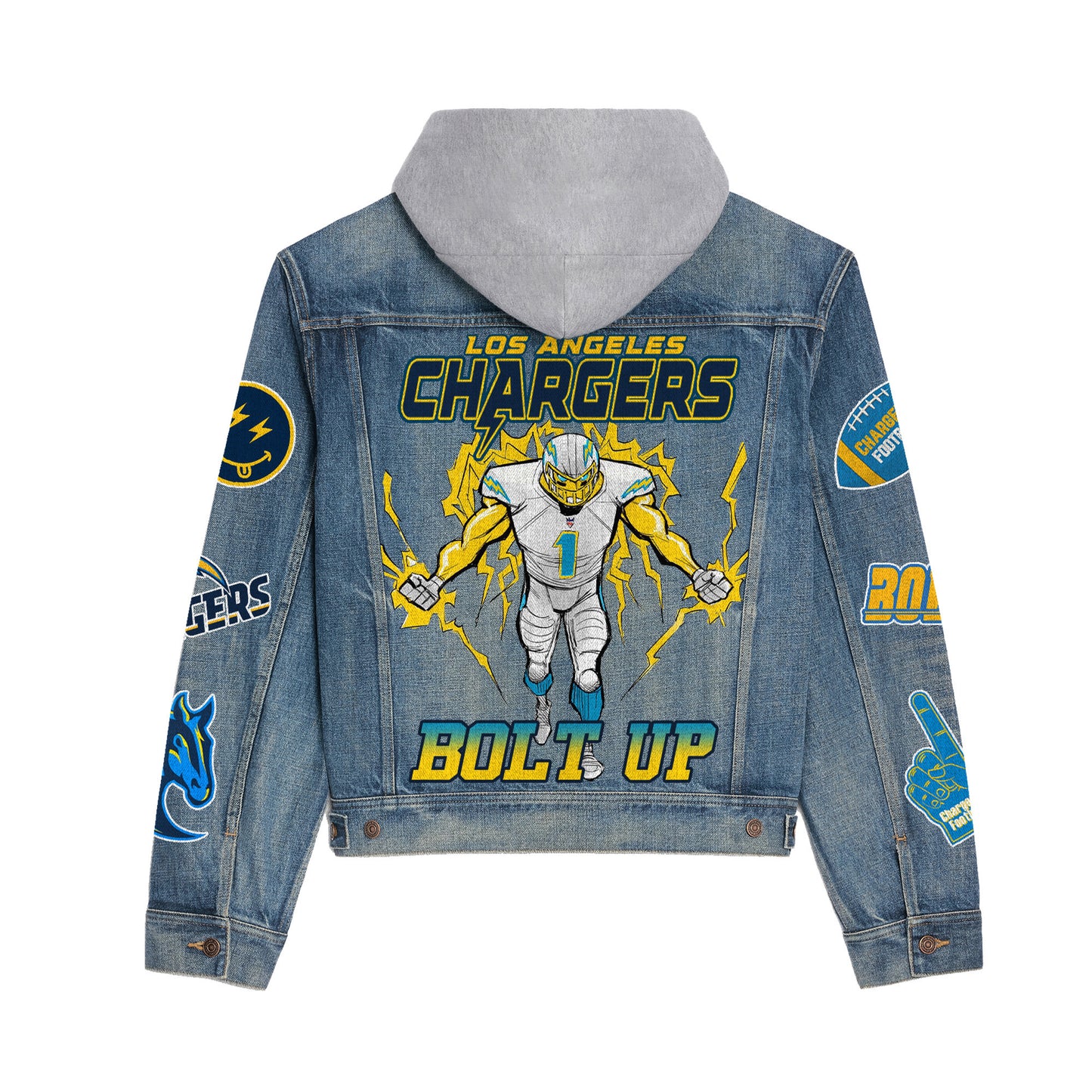 Los Angeles Chargers  Premium Hooded Denim Jacket New Collection AZBTHDJ000187