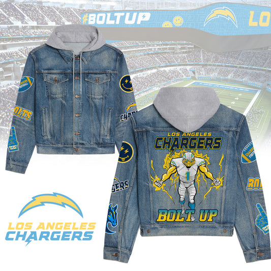 Los Angeles Chargers  Premium Hooded Denim Jacket New Collection AZBTHDJ000187