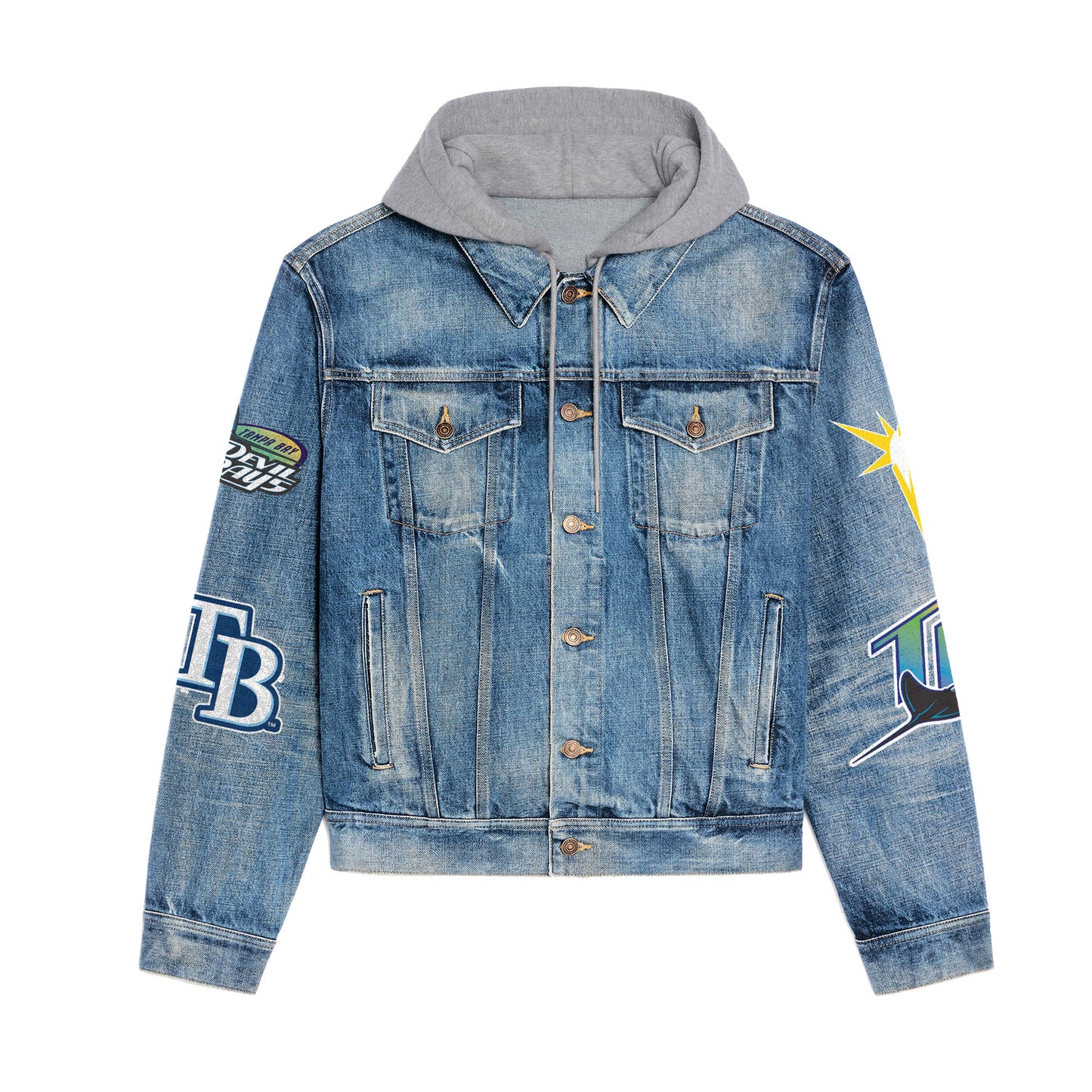 Tampa Bay Rays Premium Hooded Denim Jacket New Collection AZBTHDJ000554