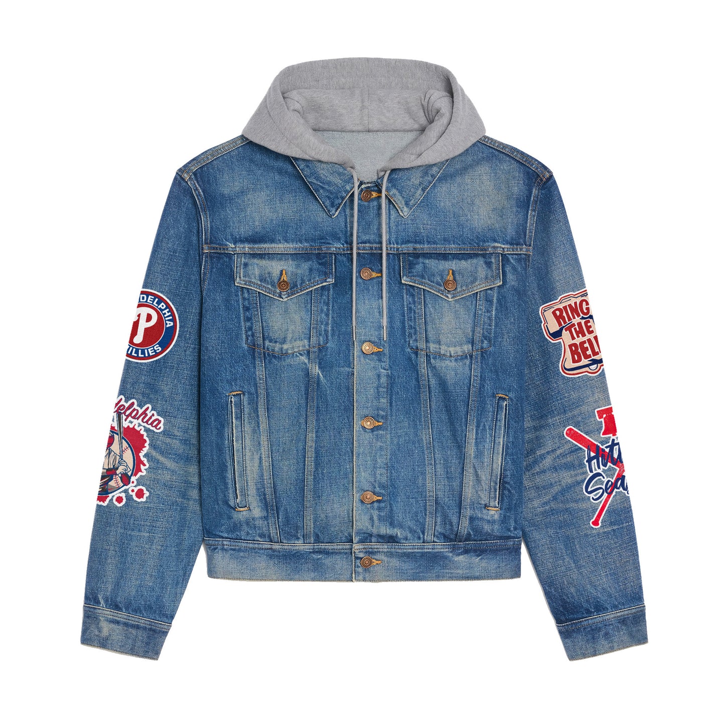Phidelphia Phillies Premium Hooded Denim Jacket New Collection AZBTHDJ000555