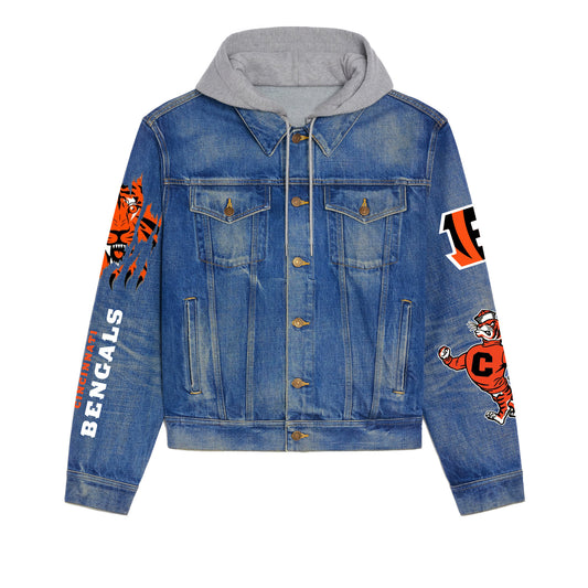 Cincinnati Bengals   Premium Hooded Denim Jacket New Collection AZBTHDJ000188