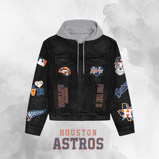Houston Astros Premium Hooded Denim Jacket New Collection AZBTHDJ000557