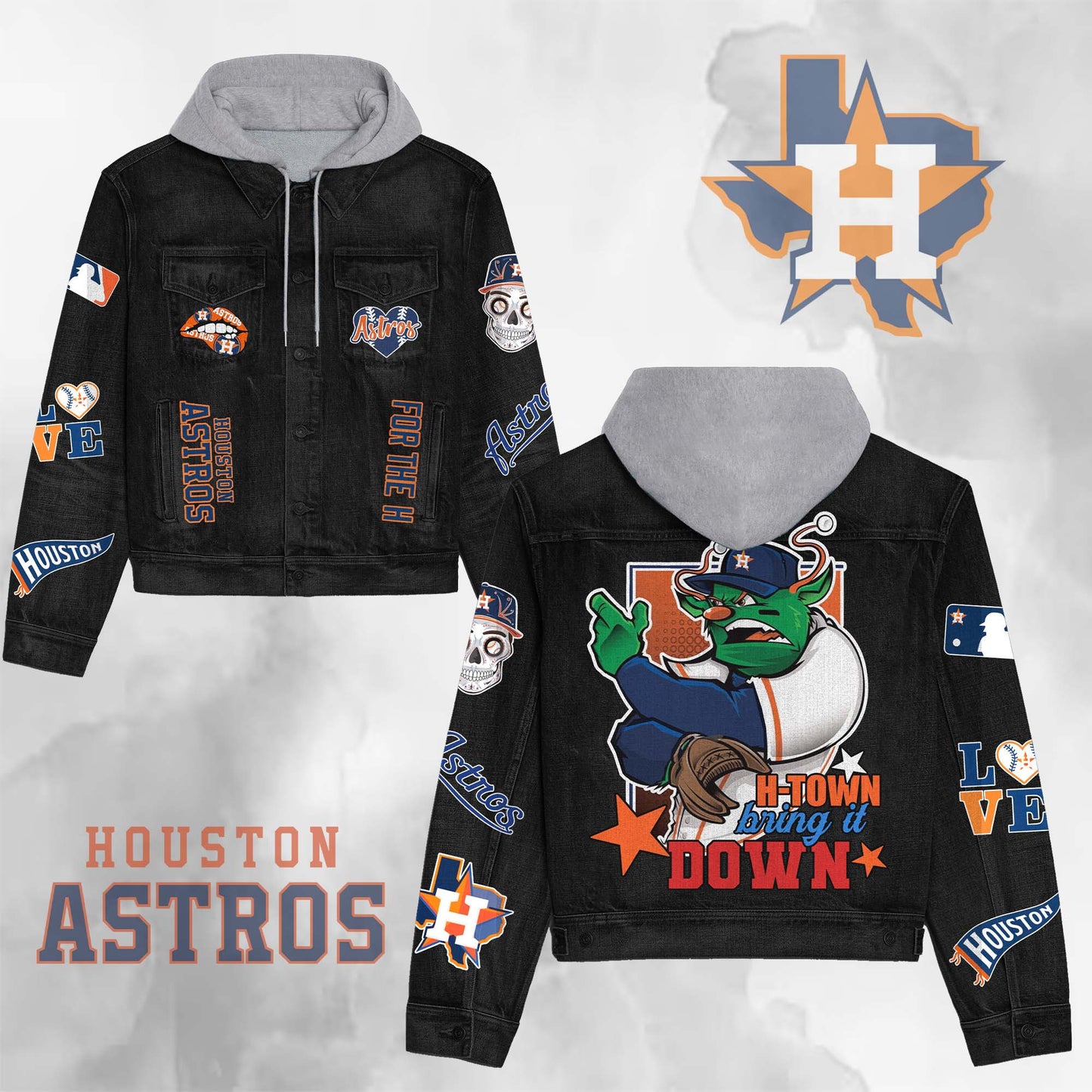 Houston Astros Premium Hooded Denim Jacket New Collection AZBTHDJ000557