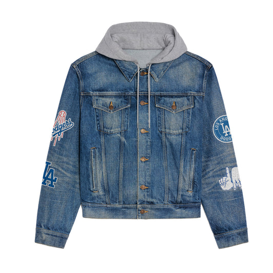 Los Angeles Dodgers Premium Hooded Denim Jacket New Collection AZBTHDJ000556