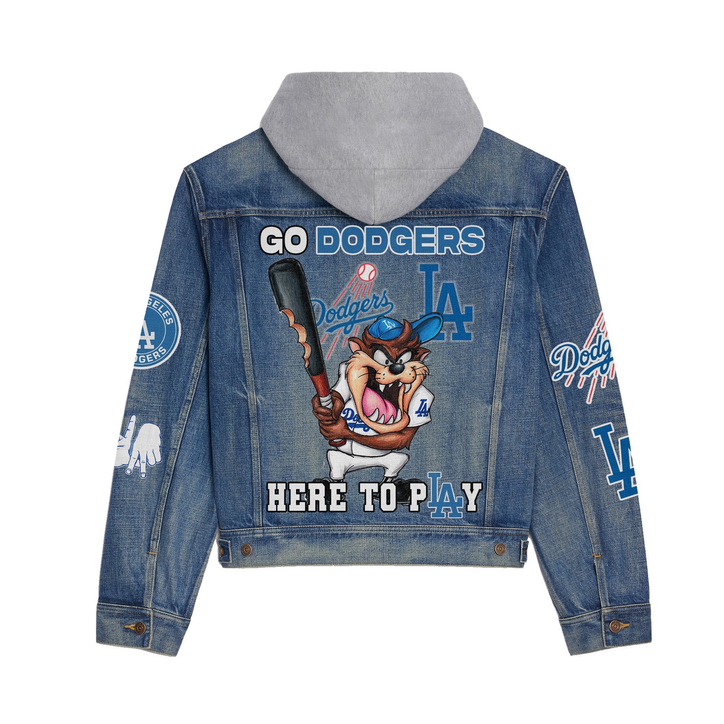 Los Angeles Dodgers Premium Hooded Denim Jacket New Collection AZBTHDJ000556