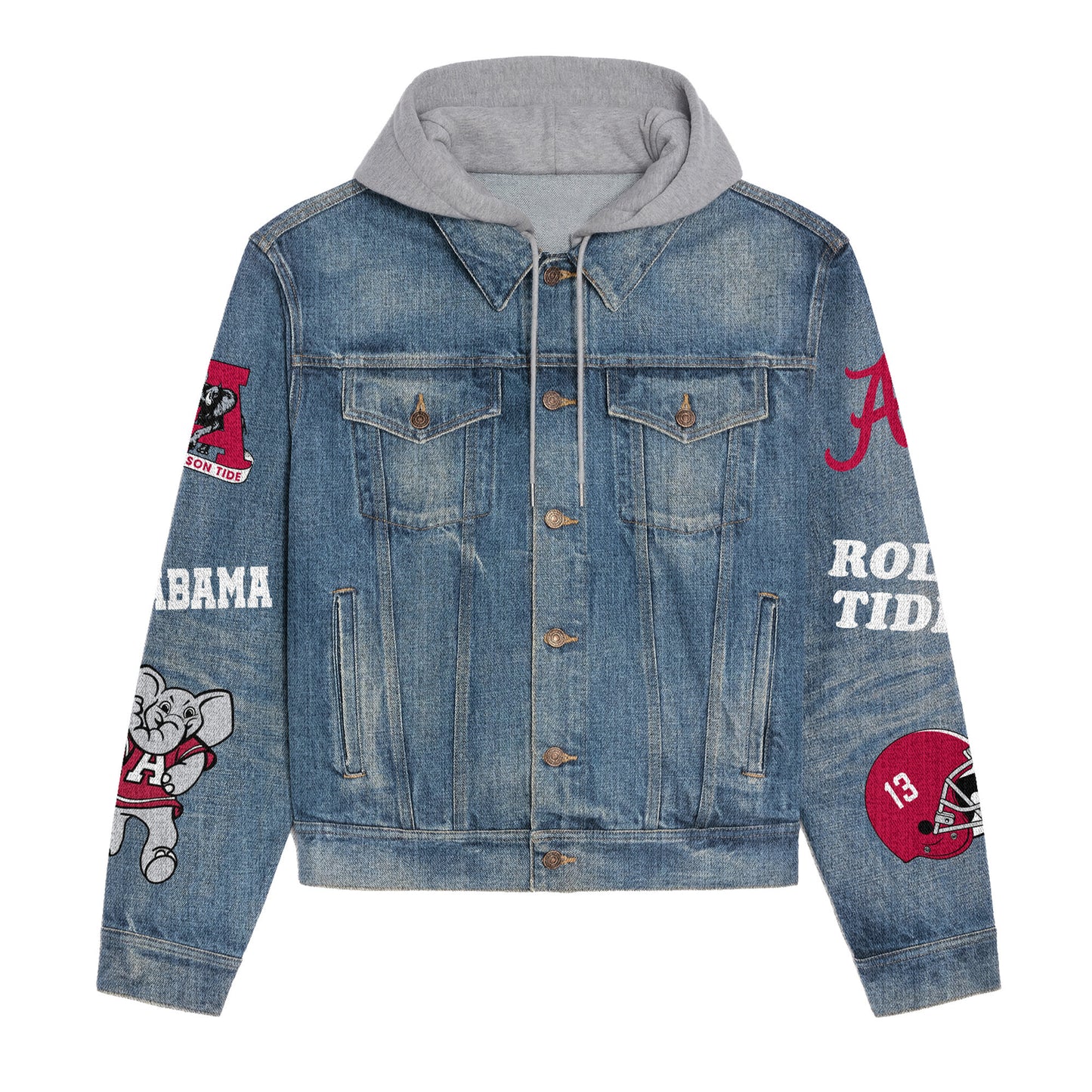 Abama Crimson Tide Premium Hooded Denim Jacket New Collection AZBTHDJ000413