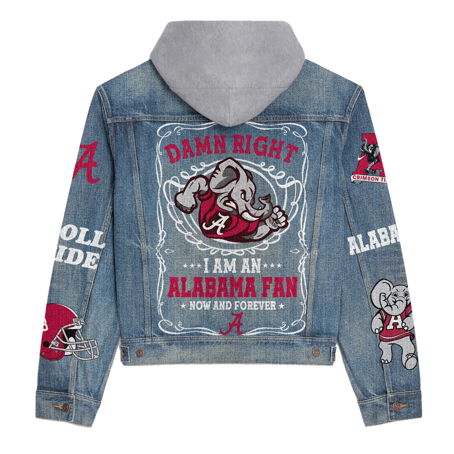 Abama Crimson Tide Premium Hooded Denim Jacket New Collection AZBTHDJ000413