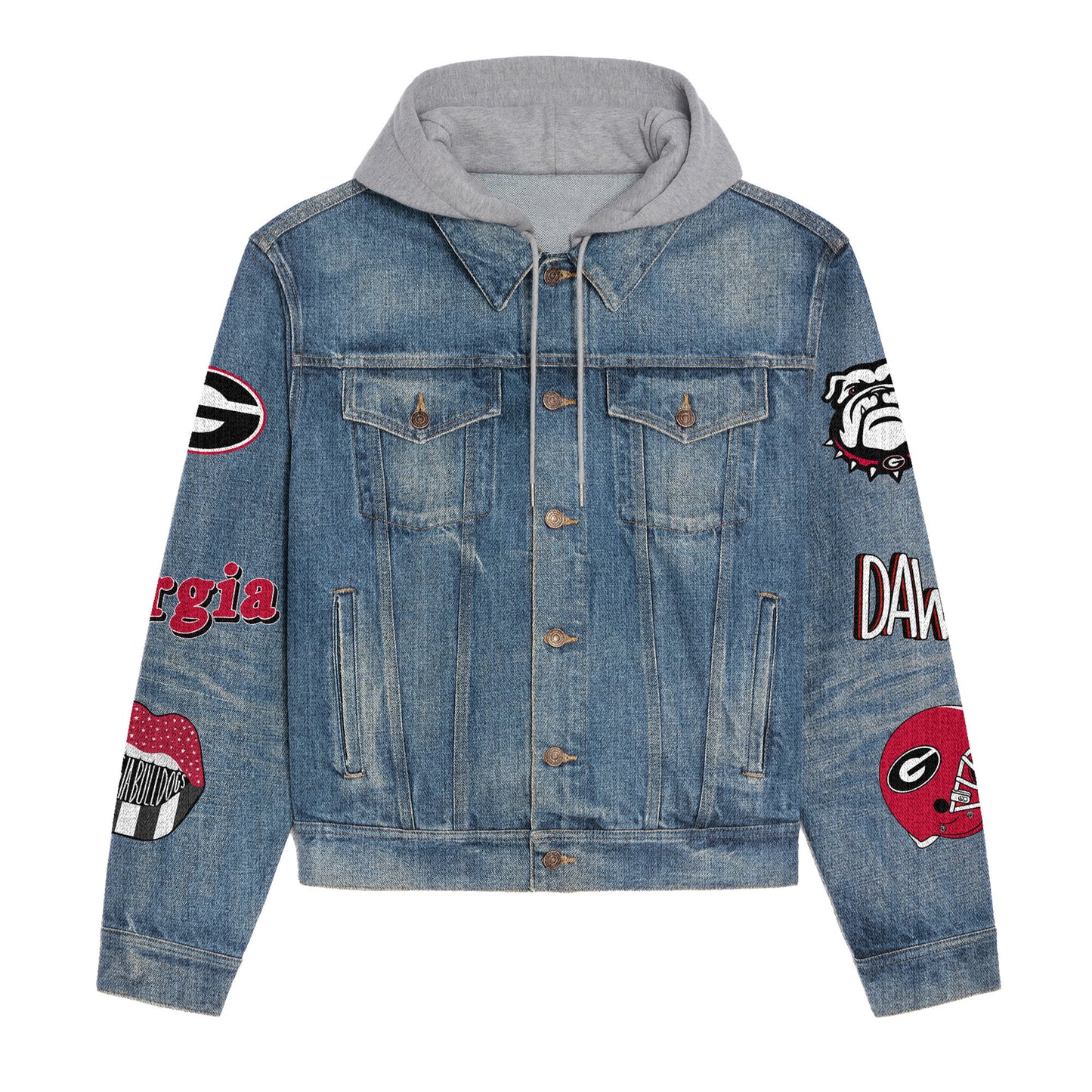 Georgia Bulldogs Premium Hooded Denim Jacket New Collection AZBTHDJ000414