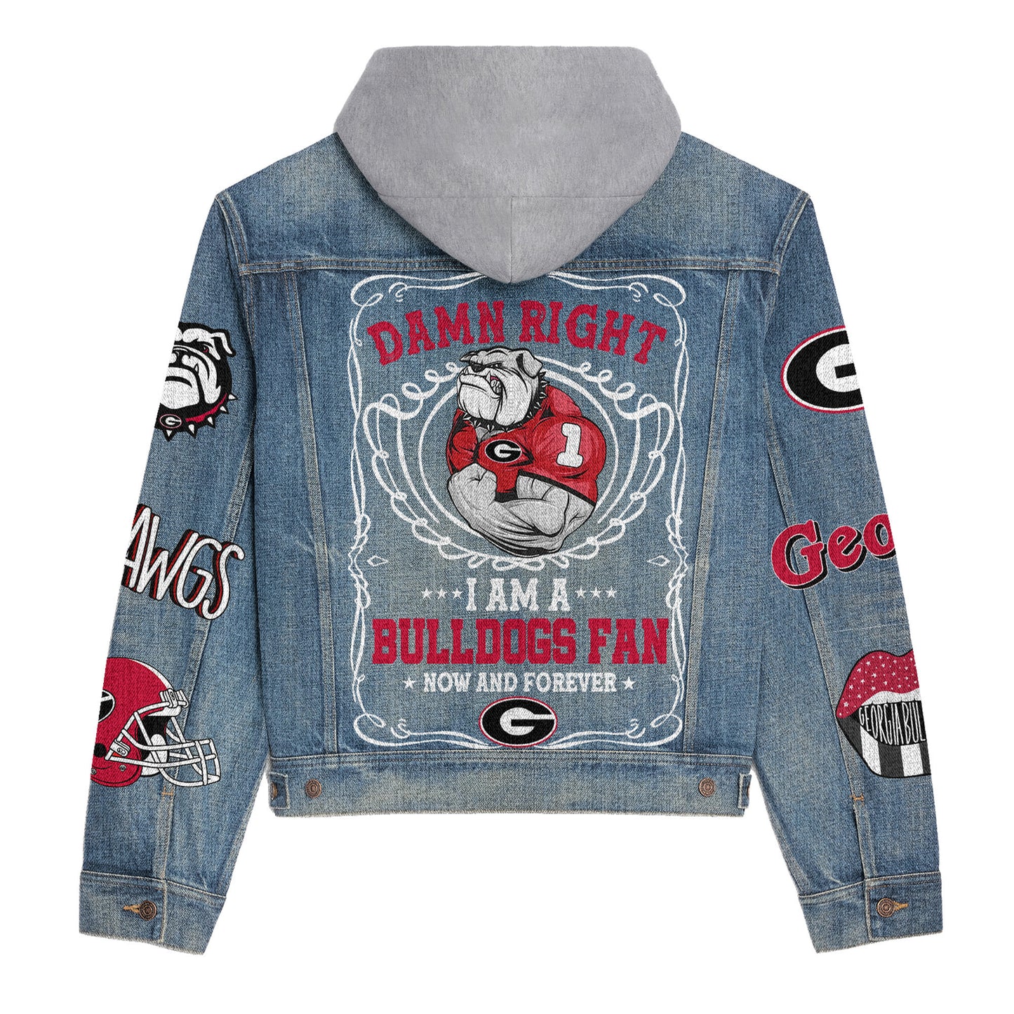 Georgia Bulldogs Premium Hooded Denim Jacket New Collection AZBTHDJ000414