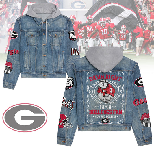 Georgia Bulldogs Premium Hooded Denim Jacket New Collection AZBTHDJ000414
