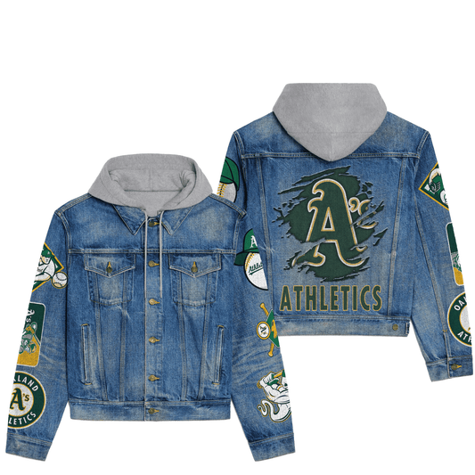 Oakland AthleticsPremium Hooded Denim Jacket New Collection AZBTHDJ000560