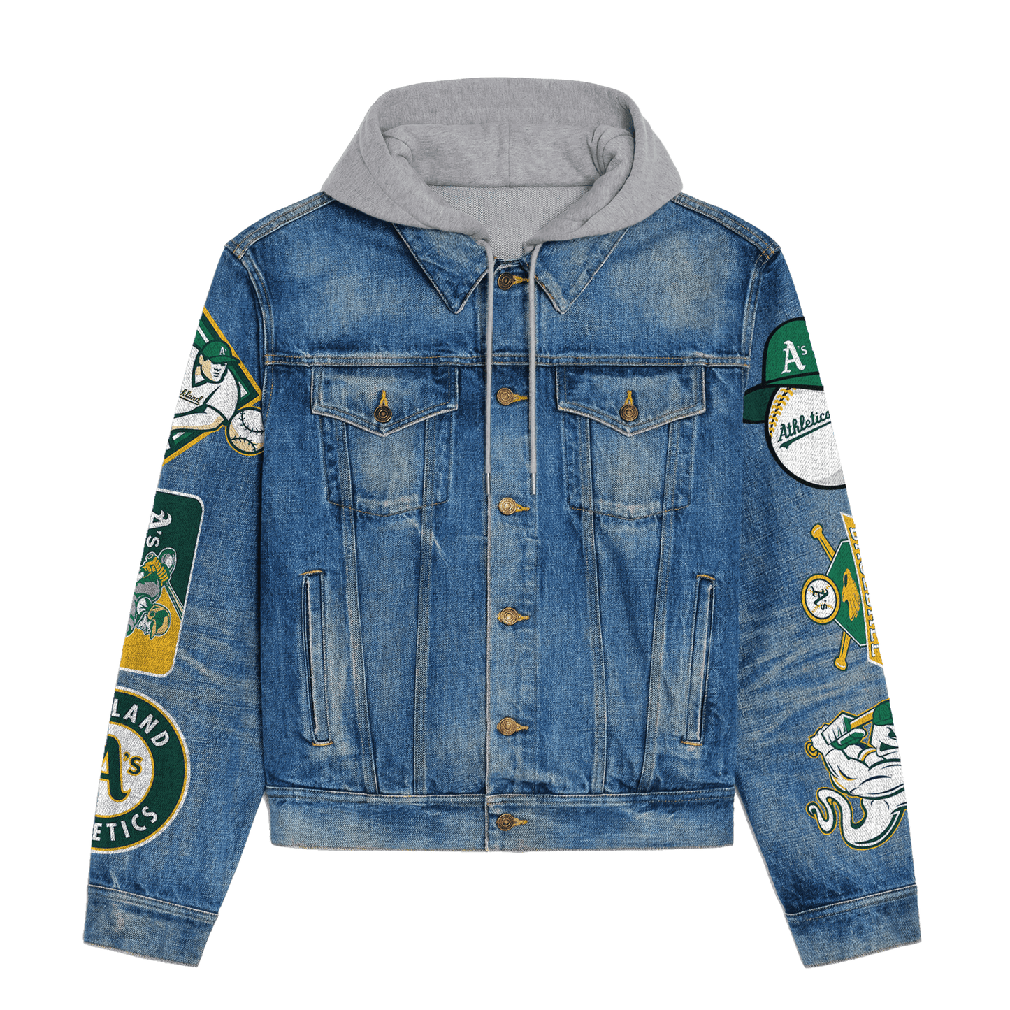 Oakland AthleticsPremium Hooded Denim Jacket New Collection AZBTHDJ000560