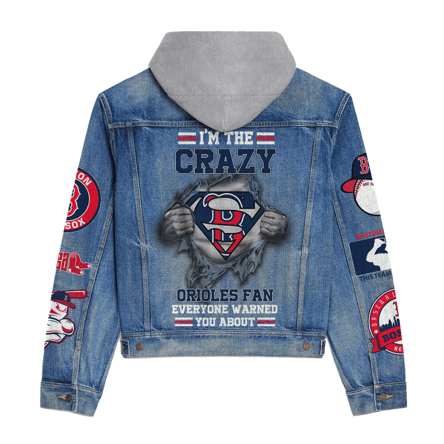 Boston Red Sox Premium Hooded Denim Jacket New Collection AZBTHDJ000567