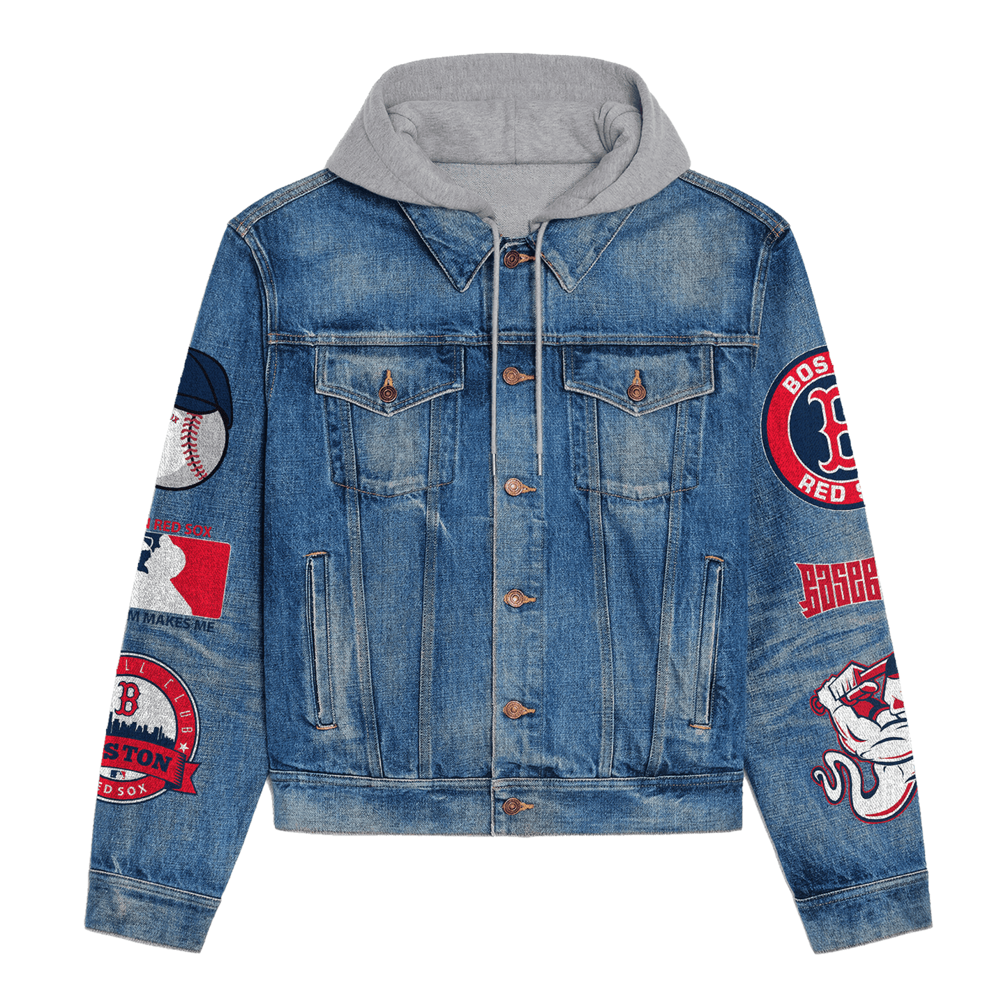 Boston Red Sox Premium Hooded Denim Jacket New Collection AZBTHDJ000567