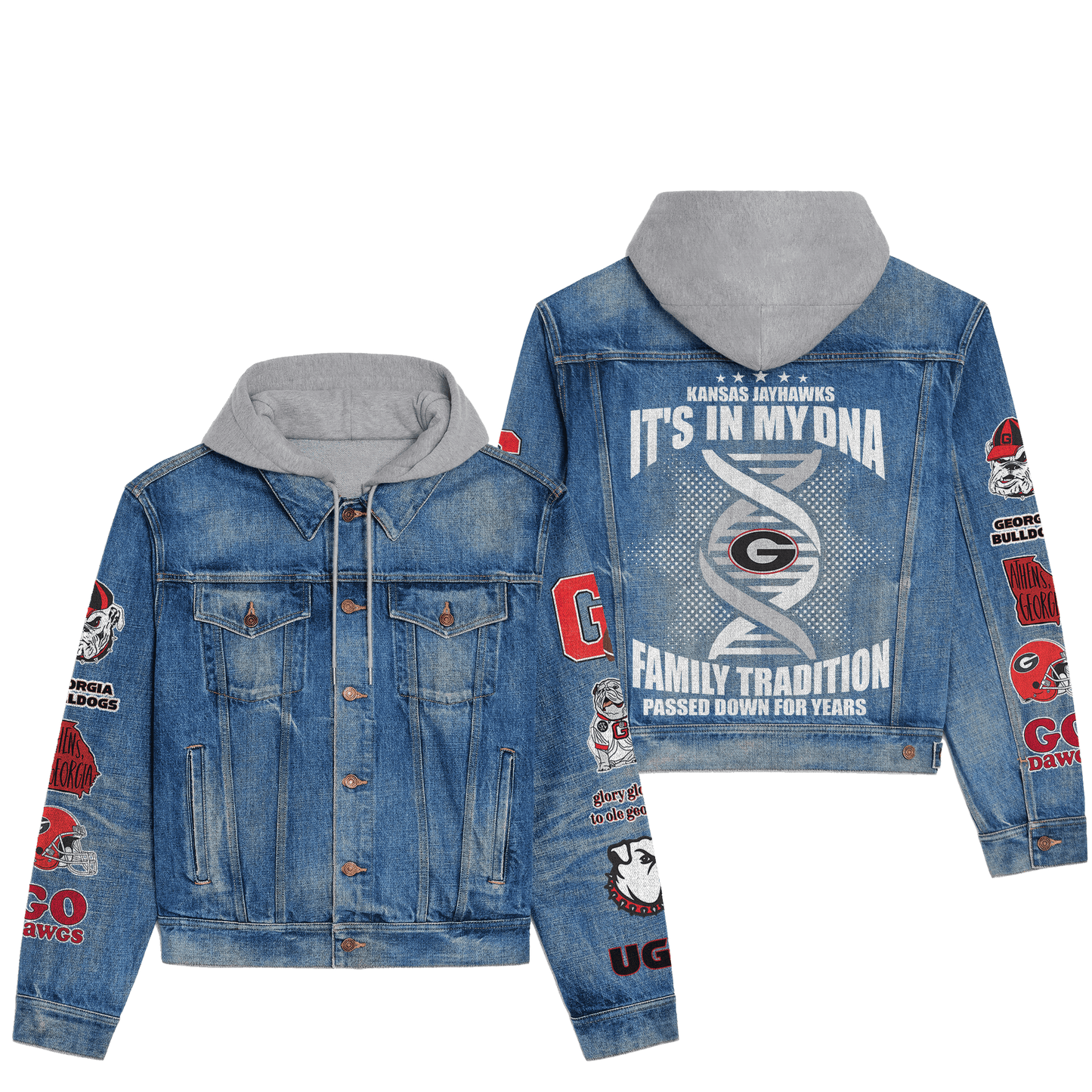 Georgia Bulldogs Premium Hooded Denim Jacket New Collection AZBTHDJ000417