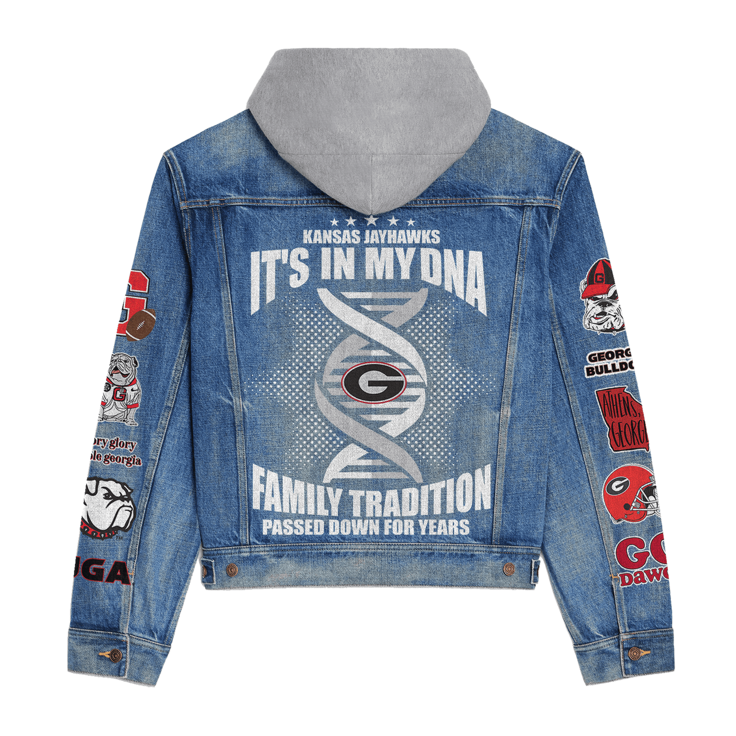 Georgia Bulldogs Premium Hooded Denim Jacket New Collection AZBTHDJ000417