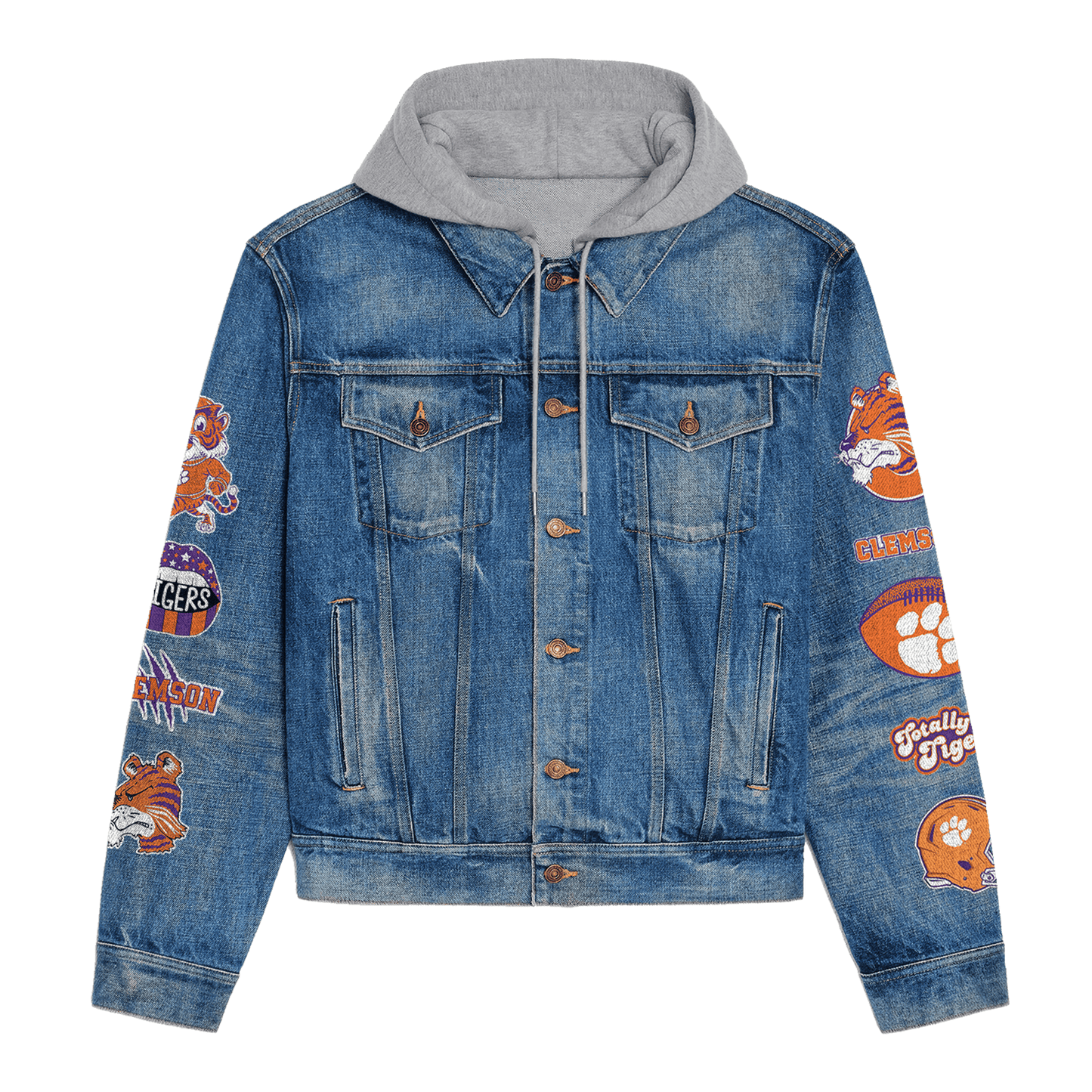 Clemson Tigers Premium Hooded Denim Jacket New Collection AZBTHDJ000418