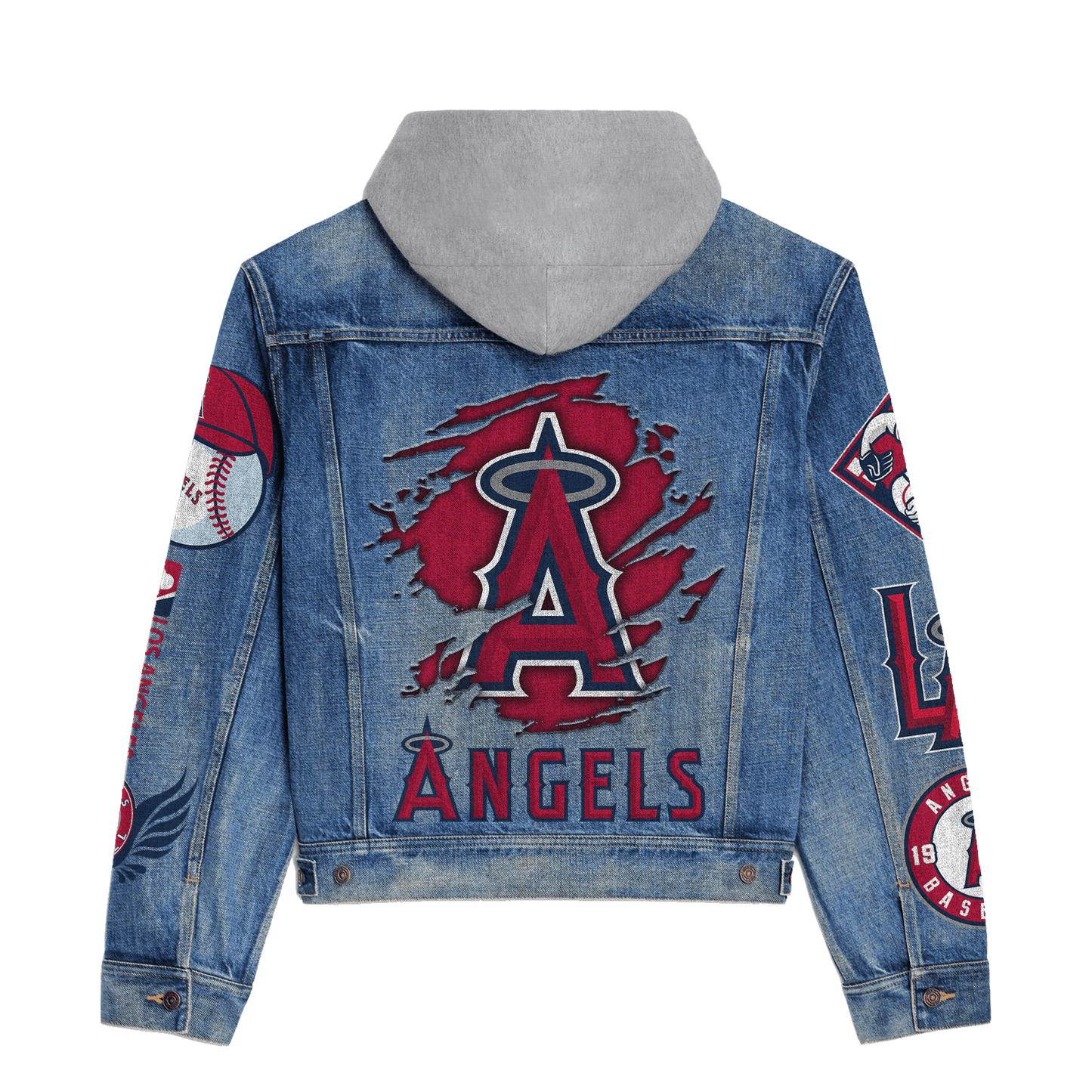 Los Angeles Angels Premium Hooded Denim Jacket New Collection AZBTHDJ000566