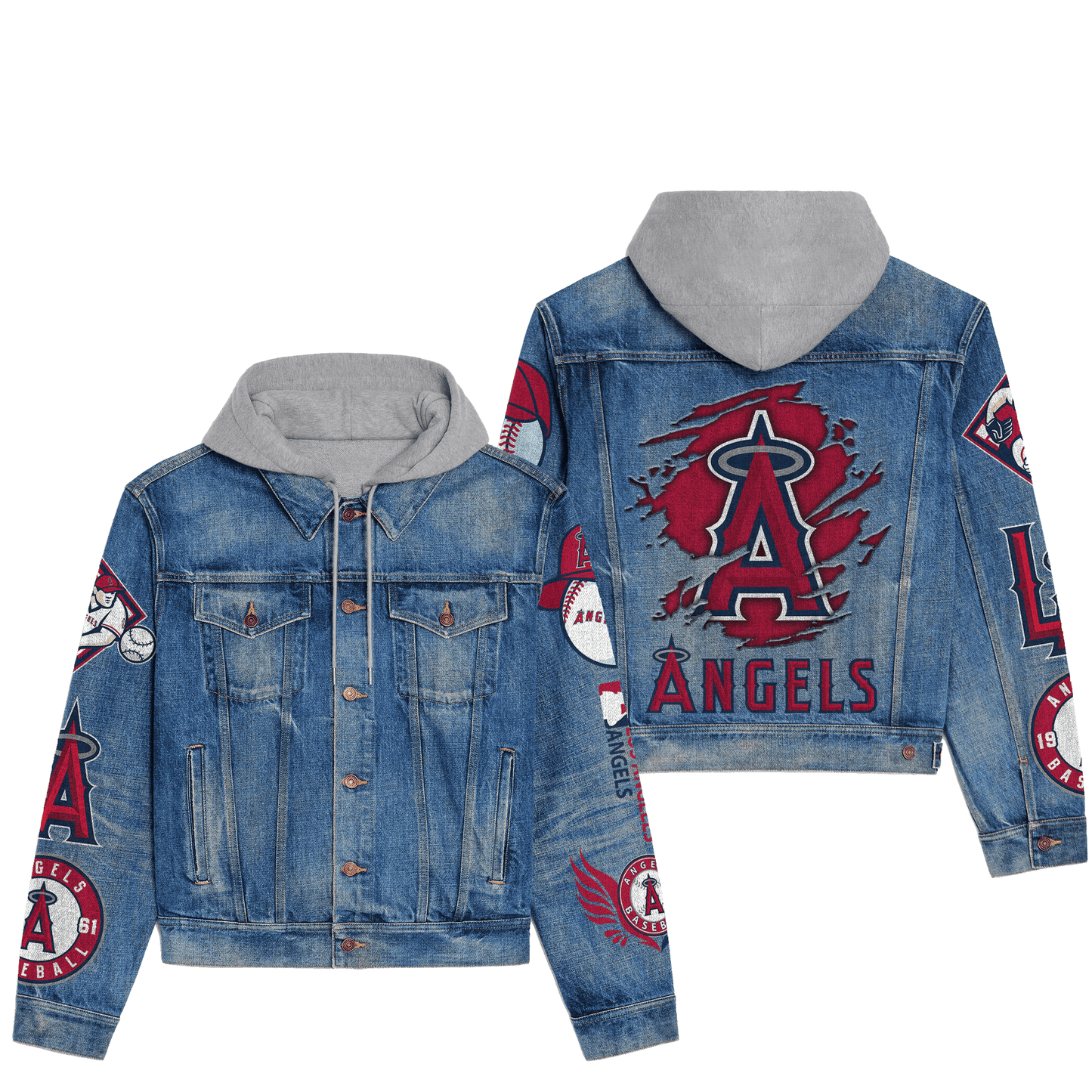 Los Angeles Angels Premium Hooded Denim Jacket New Collection AZBTHDJ000566