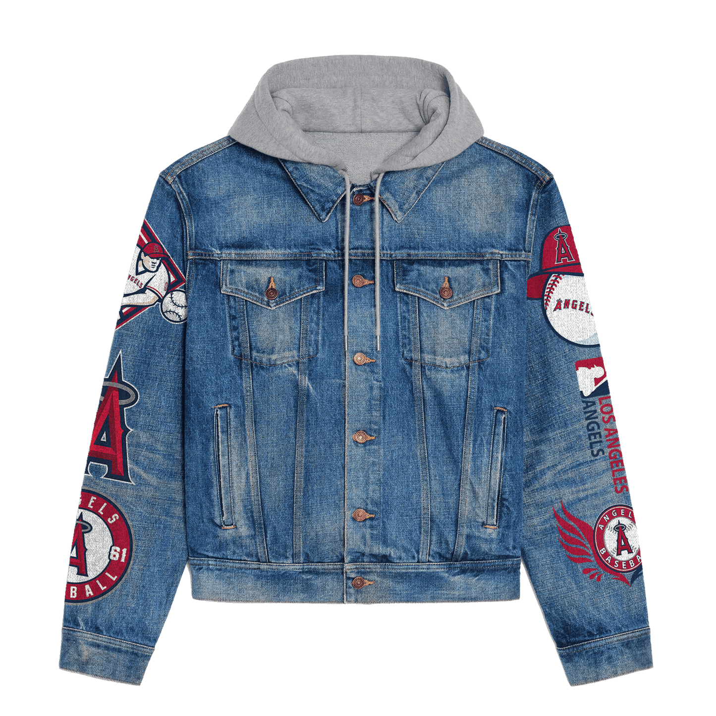 Los Angeles Angels Premium Hooded Denim Jacket New Collection AZBTHDJ000566