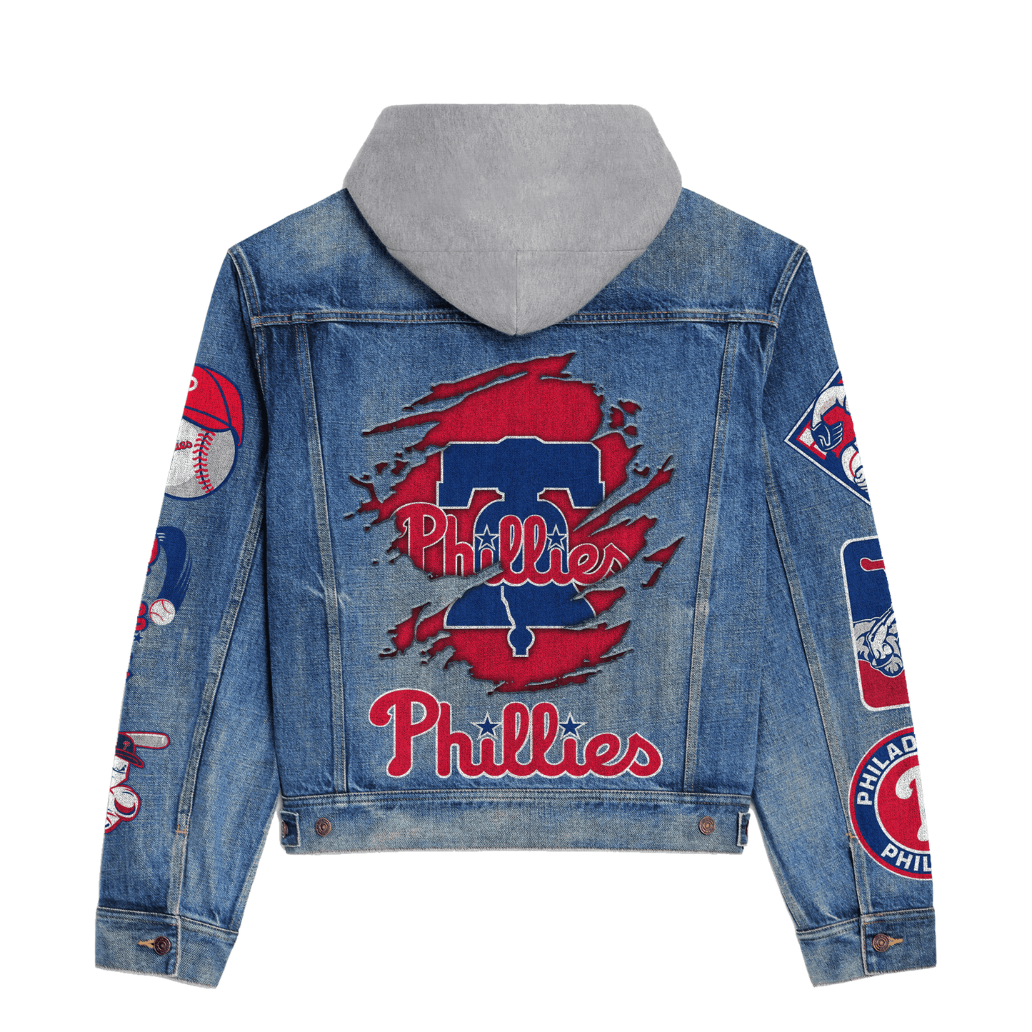 Phidelphia Phillies Premium Hooded Denim Jacket New Collection AZBTHDJ000565