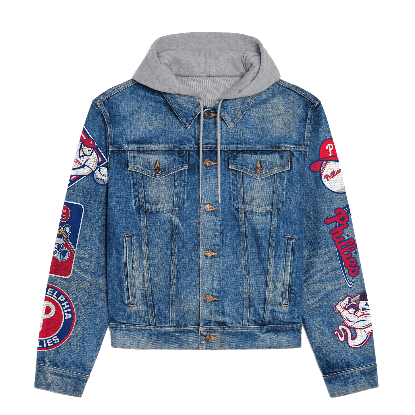 Phidelphia Phillies Premium Hooded Denim Jacket New Collection AZBTHDJ000565