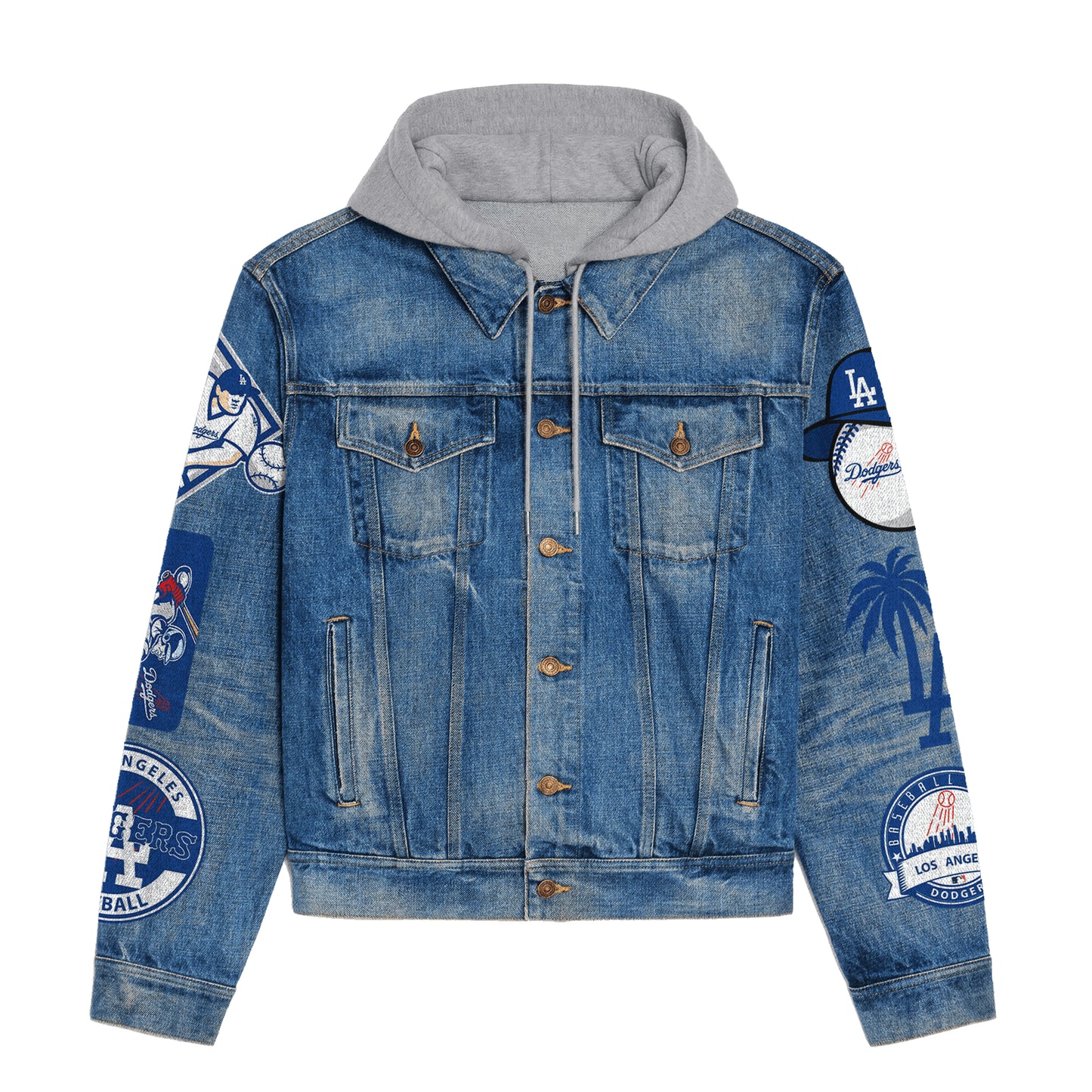 Los Angeles Dodgers Premium Hooded Denim Jacket New Collection AZBTHDJ000568