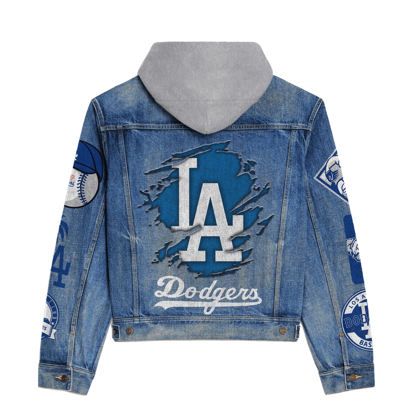 Los Angeles Dodgers Premium Hooded Denim Jacket New Collection AZBTHDJ000568