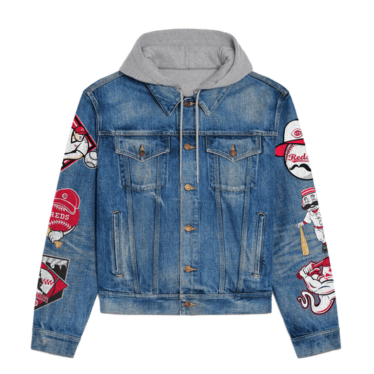 Cincinnati Reds Premium Hooded Denim Jacket New Collection AZBTHDJ000569
