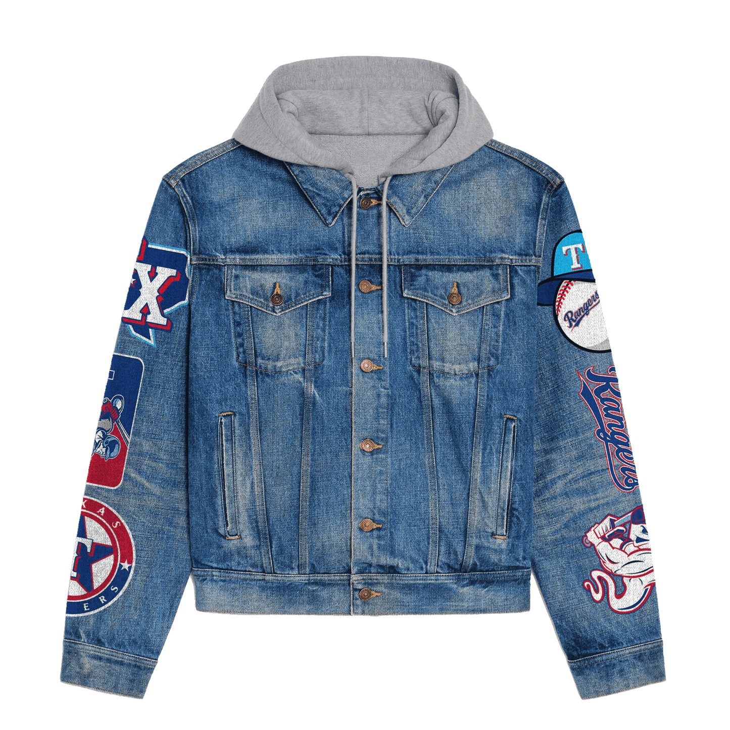 Texas Rangers Premium Hooded Denim Jacket New Collection AZBTHDJ000570
