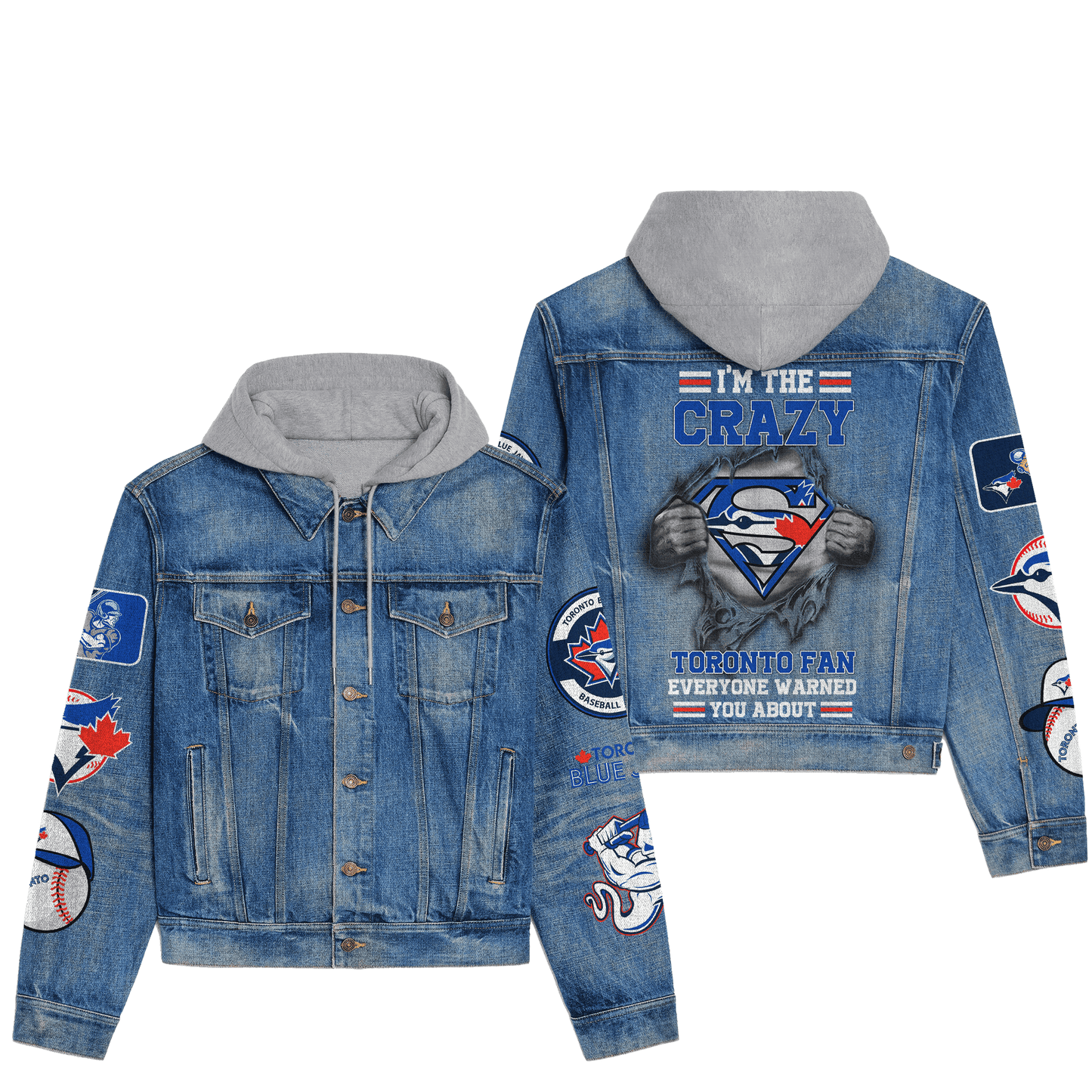 Toronto Blue Jays Premium Hooded Denim Jacket New Collection AZBTHDJ000572