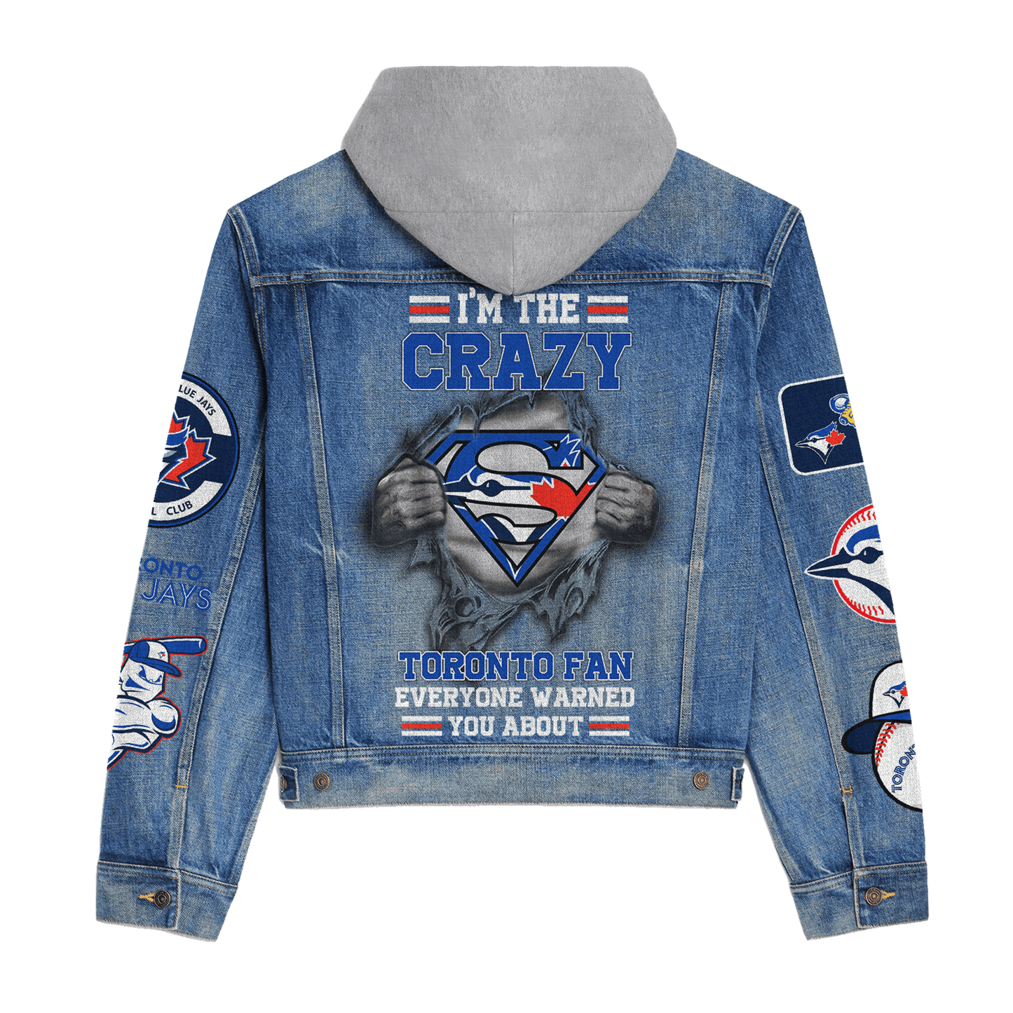 Toronto Blue Jays Premium Hooded Denim Jacket New Collection AZBTHDJ000572